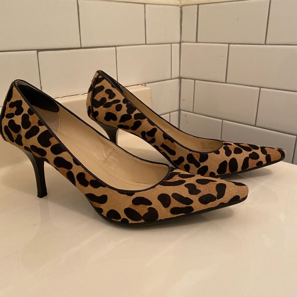 Calvin Klein calf hair leopard heels